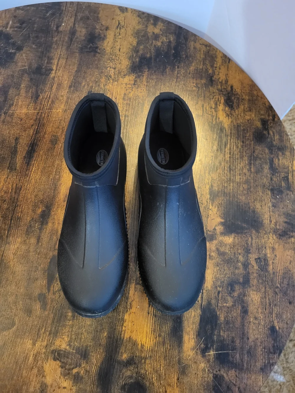 TENGTA Men’s Black Neoprene Waterproof  Pull On Rubber Boots Size 11 Garden Rain